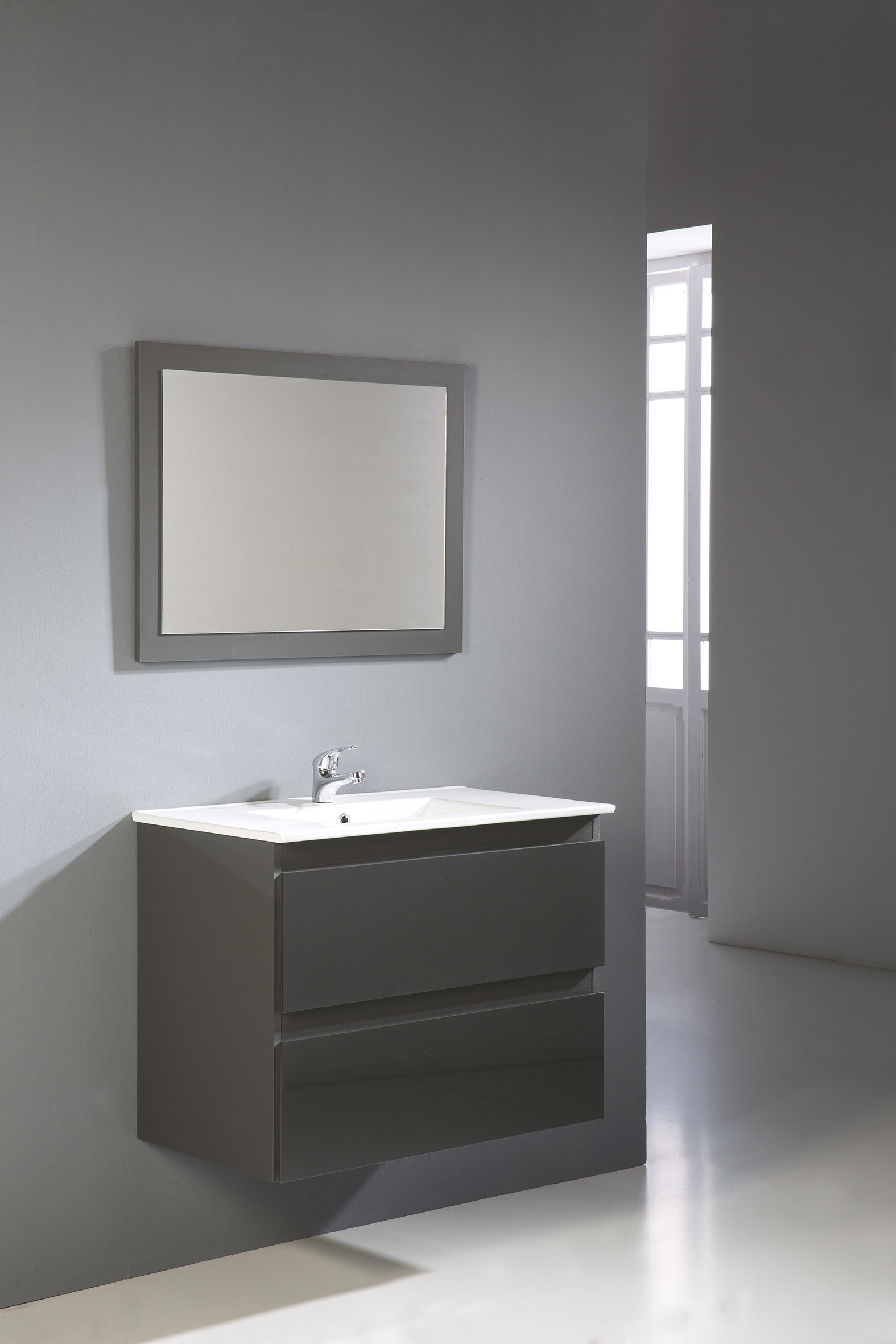 METROPOLIS 80 ESPEJO LAVABO MUEBLE DE BAÑO GRIS